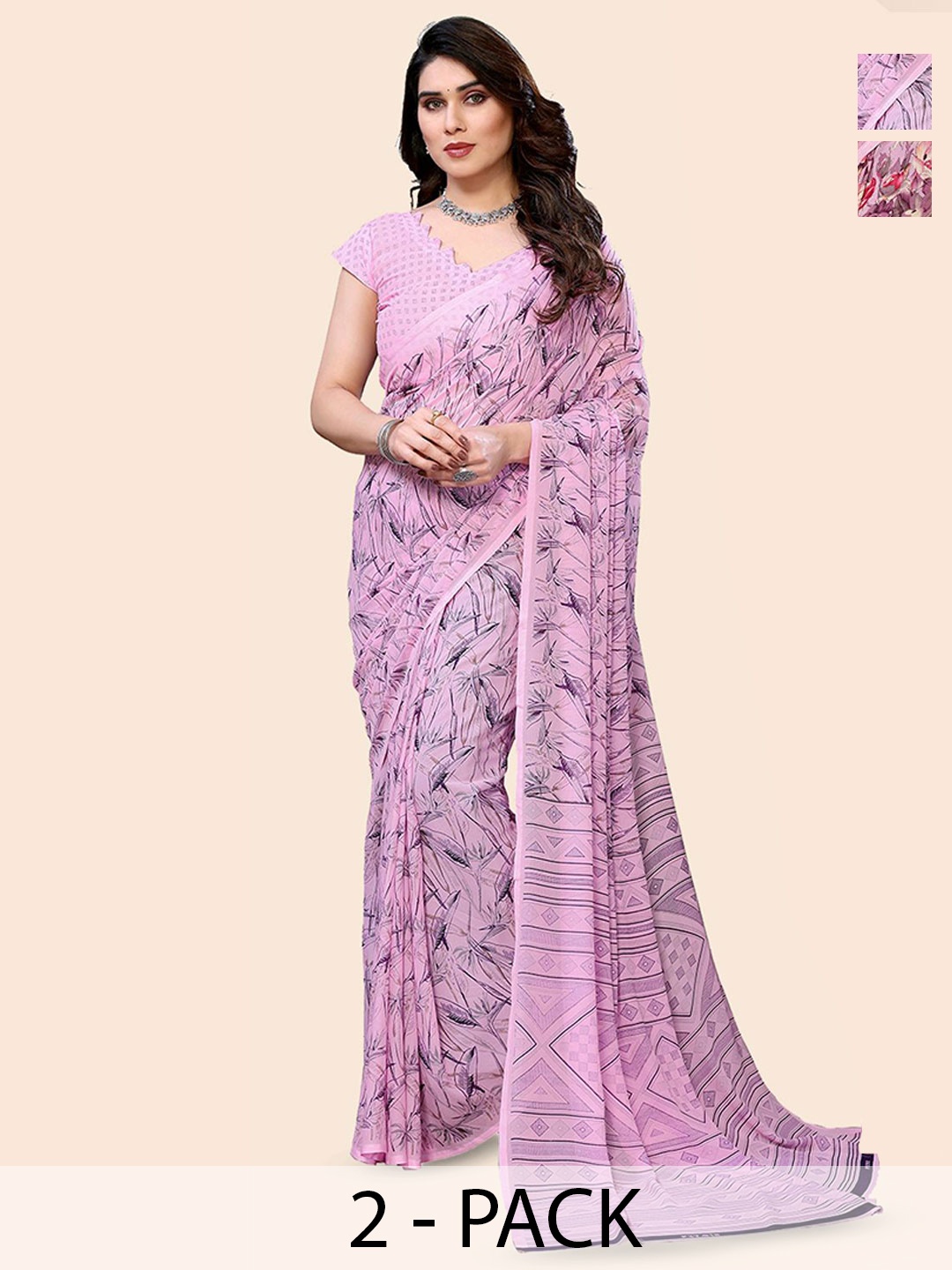 

Moda Rapido Floral Poly Georgette Saree, Purple