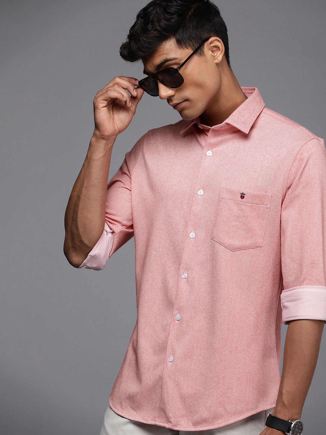 

Louis Philippe Sport Textured Smart Fit Casual Shirt, Pink
