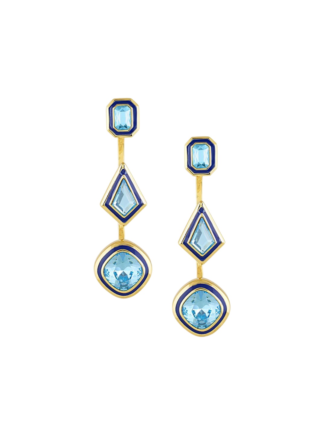 

Isharya 18Kt Gold Plated Crystals Studded Aquamarine Drop Earrings
