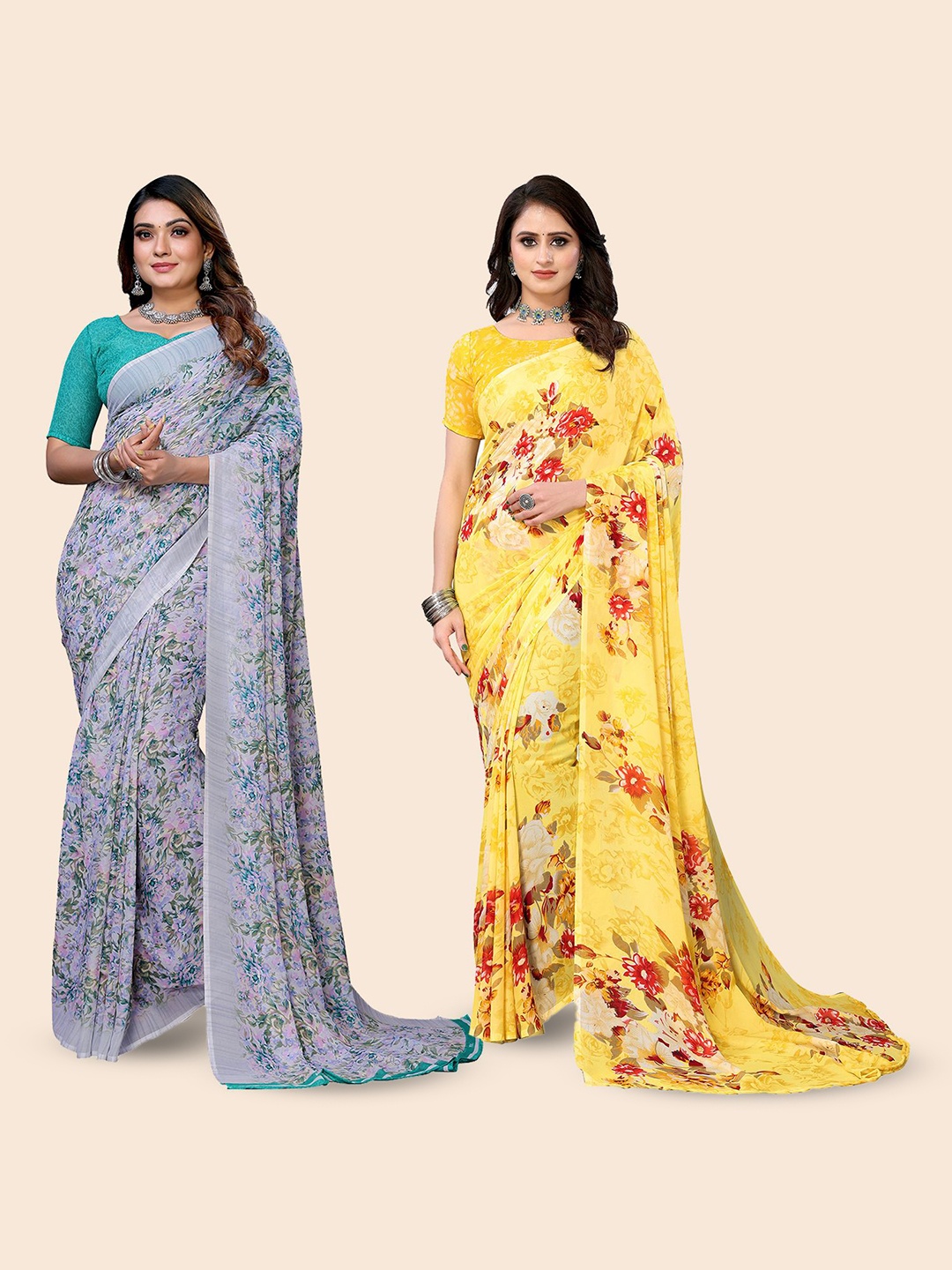 

Moda Rapido Floral Poly Georgette Saree, Yellow