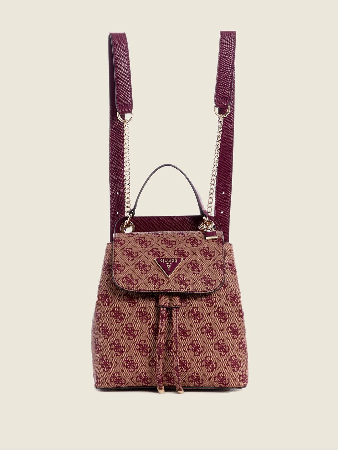 

GUESS Women Printed Cordelia Logo Flap Backpack, Beige
