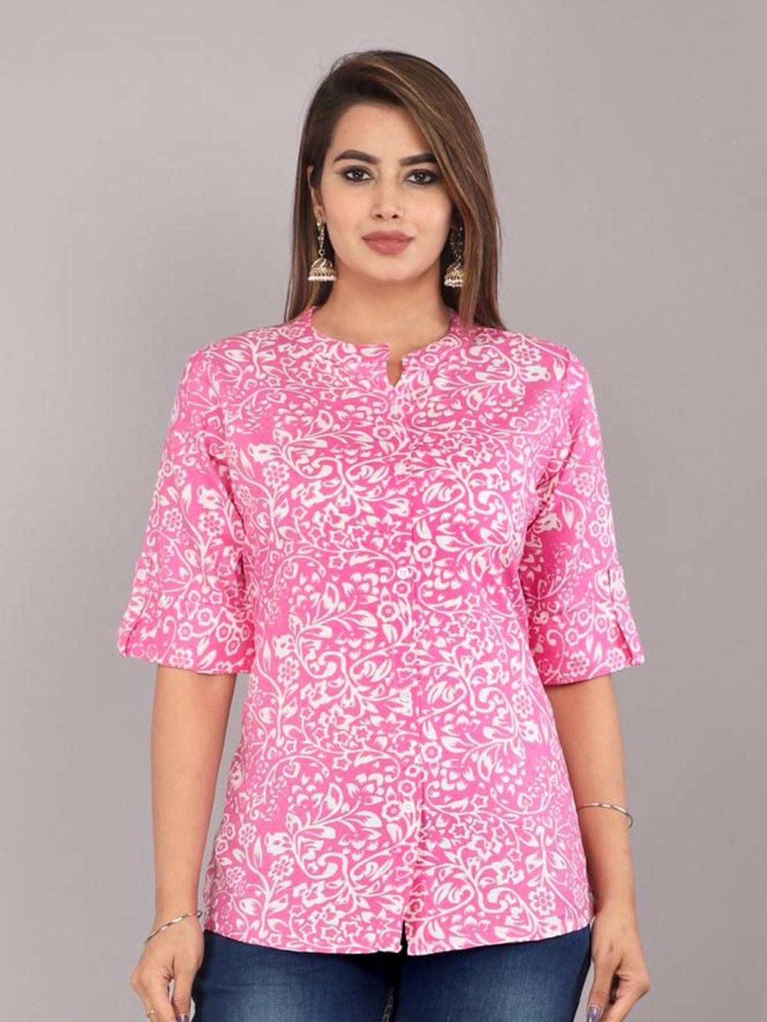 

Radhika Fashion Women Comfort Opaque Printed Casual Shirt, Pink