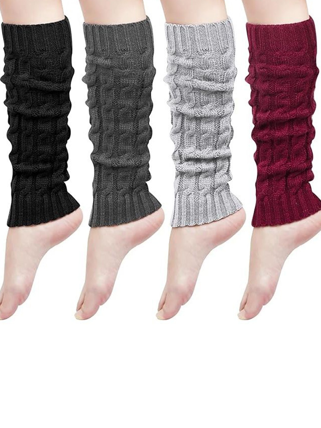 

EL REGALO Women Pack Of 4 Knee Length Socks, Maroon