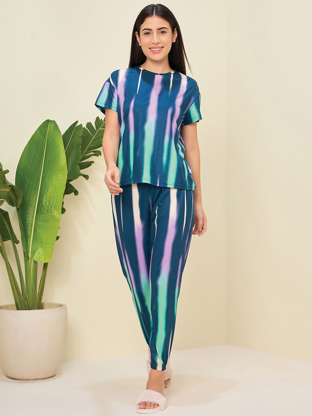 

Sweet Dreams Women Printed Night suit, Teal