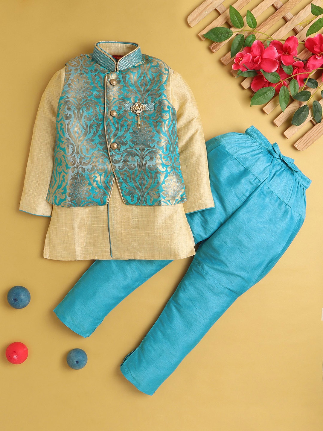 

Jeetethnics Boys Regular Kurta with Pyjamas, Blue