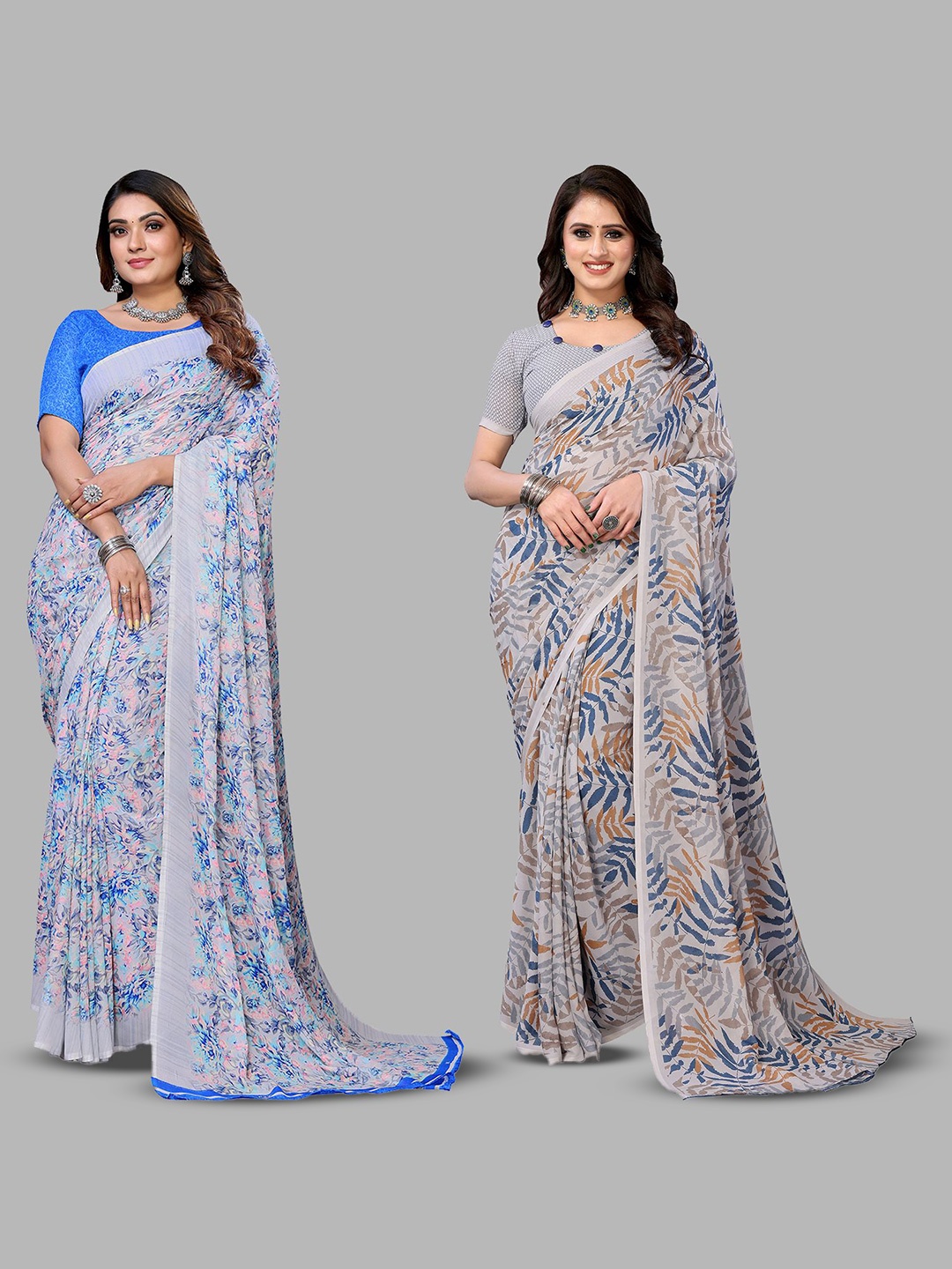 

Moda Rapido Floral Poly Georgette Saree, White