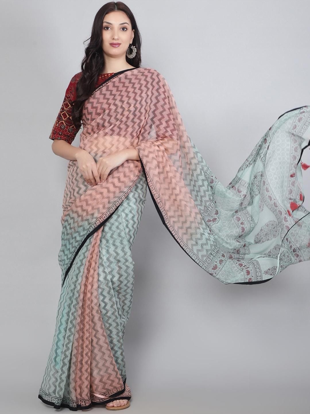 

PALASH Printed Pure Cotton Kota Saree, Beige