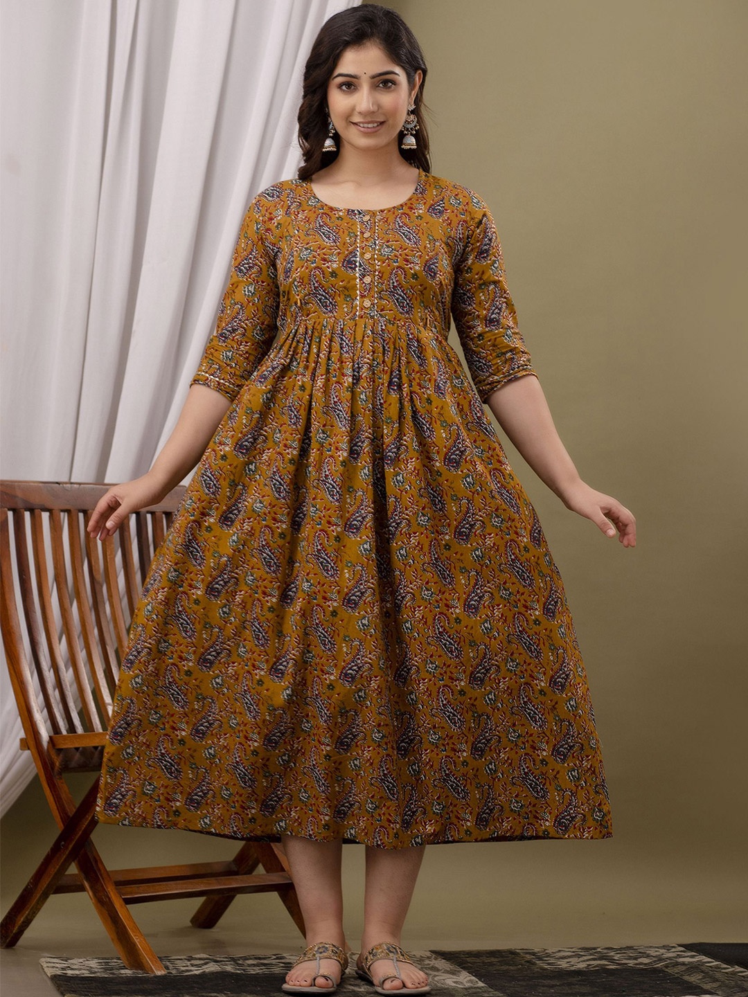 

FEMARY Floral Print Maternity Maxi Dress, Orange