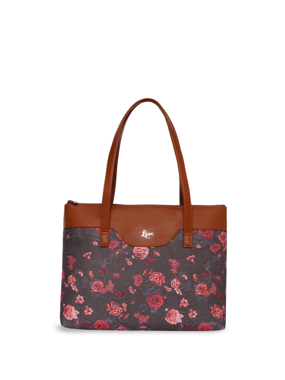 

LIVRO Floral Structured Tote Bag, Brown