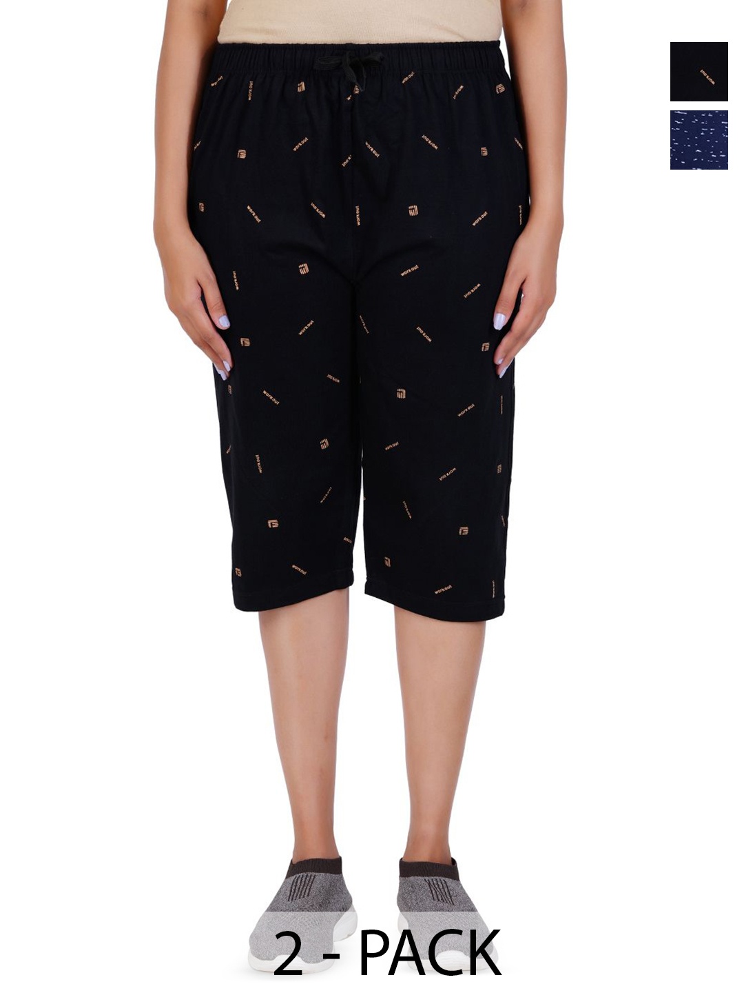 

GUIDE Women Printed Capris, Navy blue