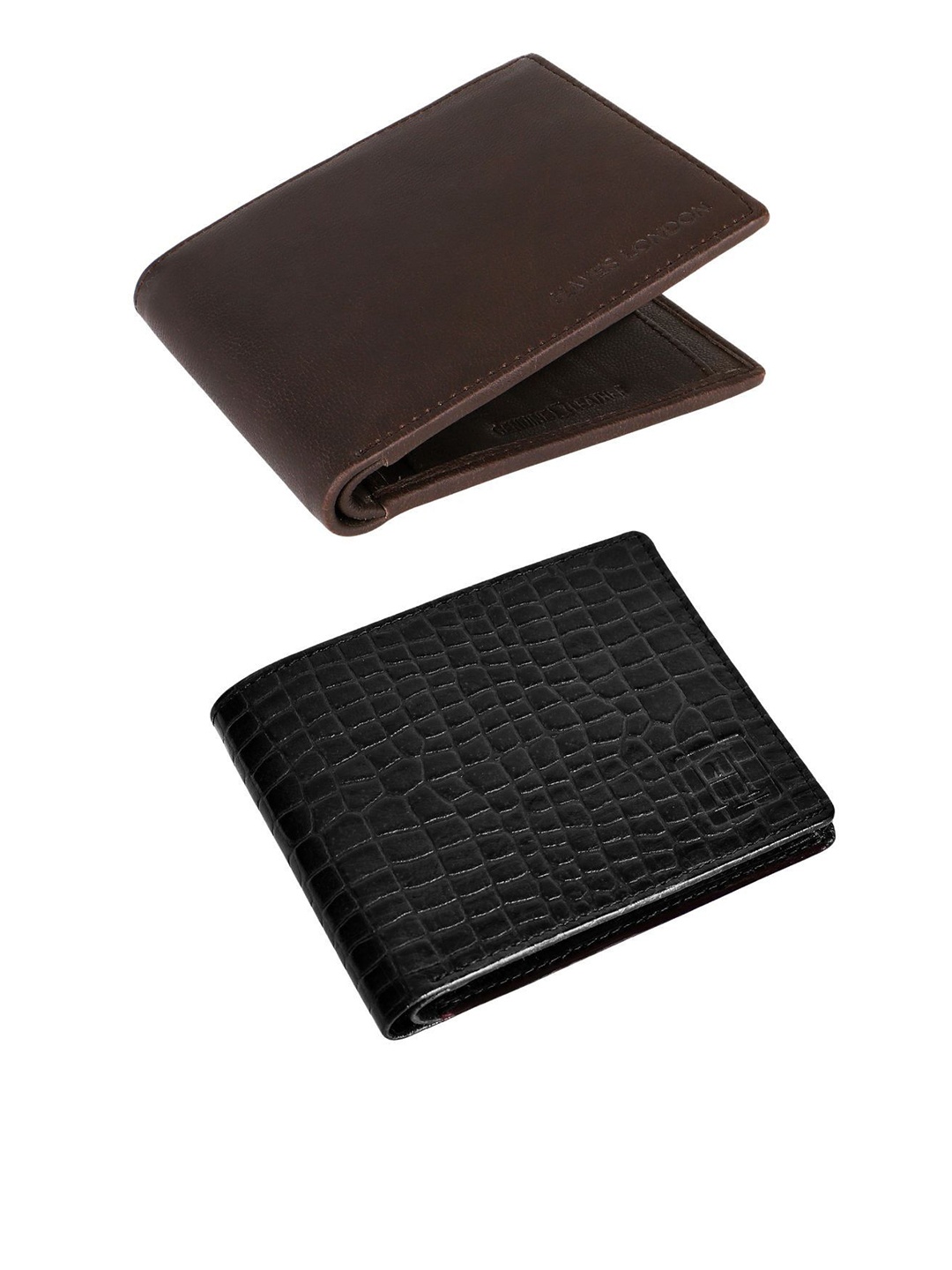 

Hayes London Men Wallets Pack of 2 Genuine Leather with RFID Blocking Combo, Black