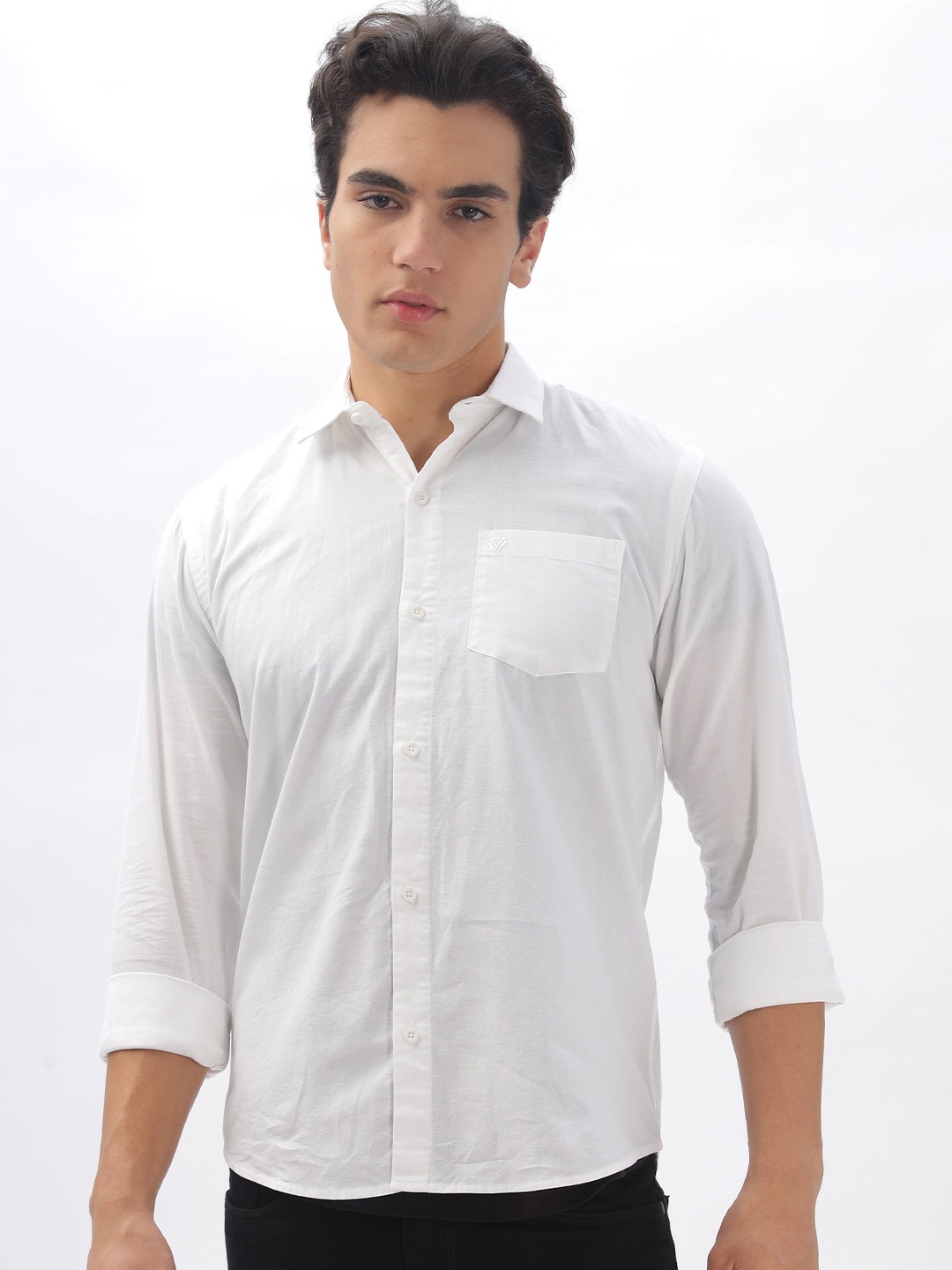 

BS BLUE SQUAD Men Slim Fit Opaque Casual Shirt, White