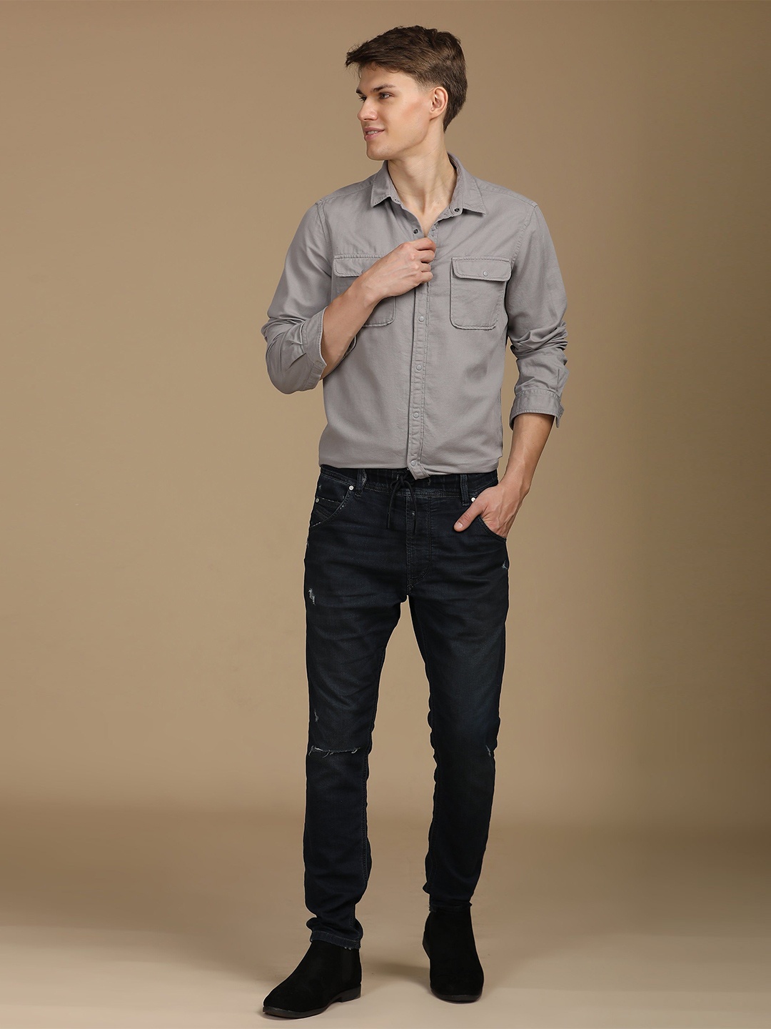 

Marcus - Soft Texture Cotton Shirt - Grey
