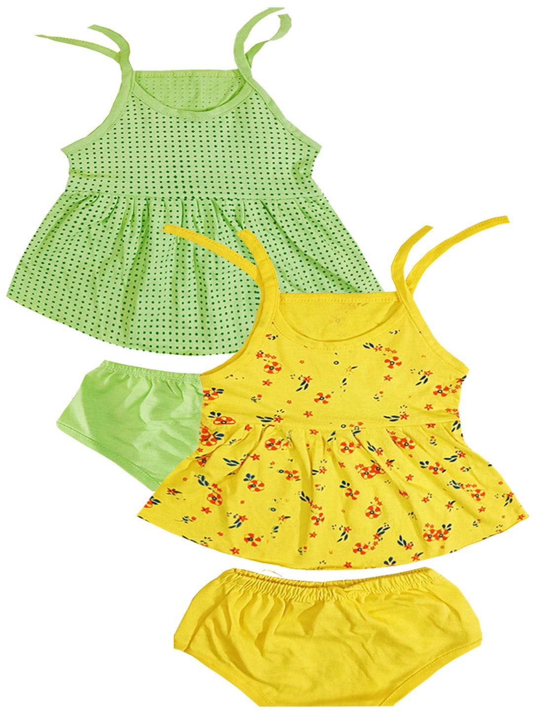 

KidzzCart Girls Pack Of 2 Printed Fit & Flare Dress, Yellow