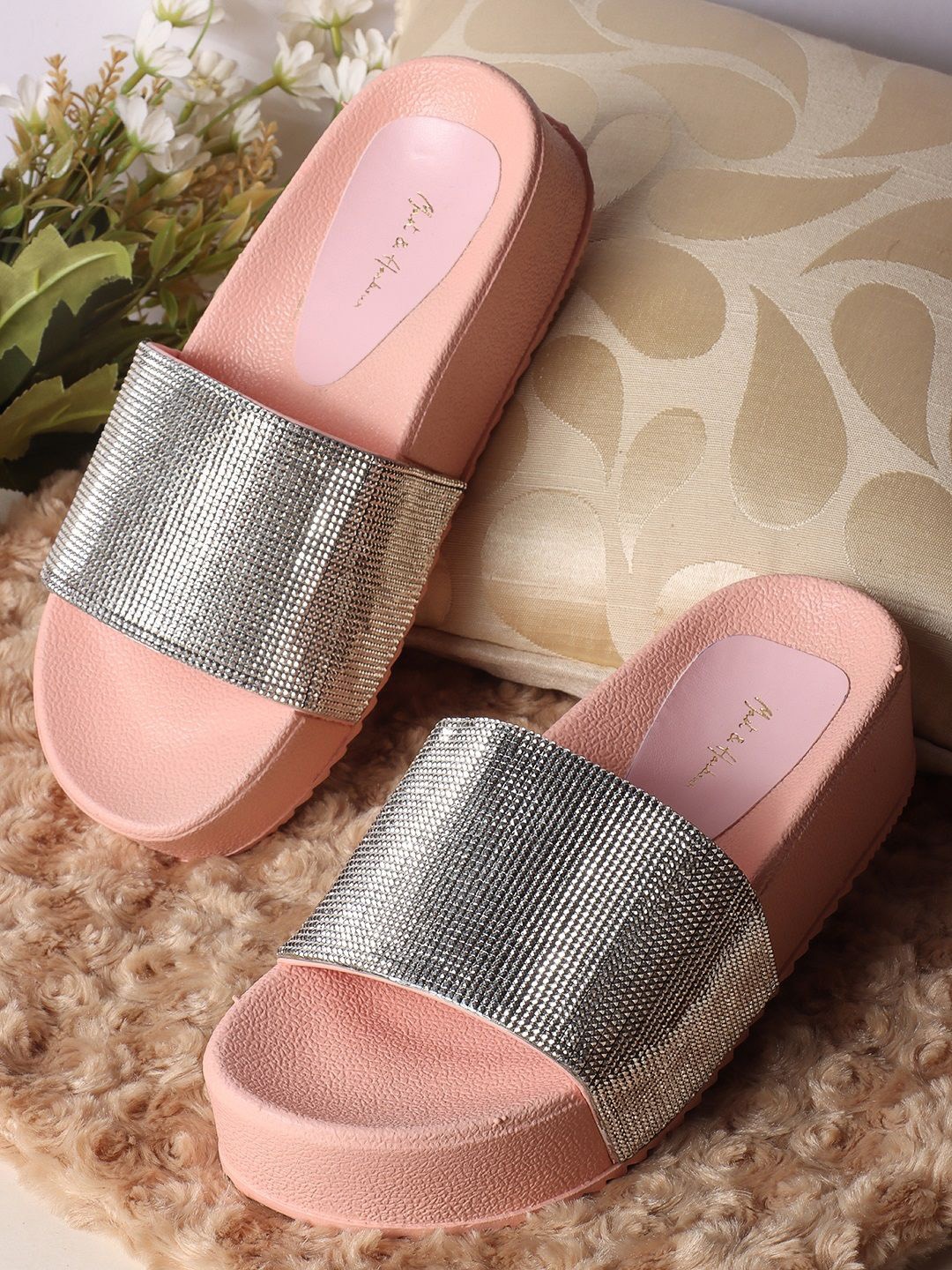 

Mast & Harbour Women Textured Platform Party Sandals, Silver