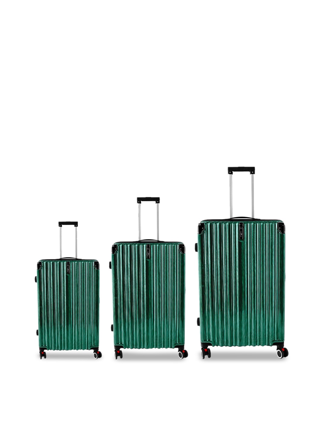 

THE CLOWNFISH Set Of 3 Hard-Sided Trolley Bags, Green