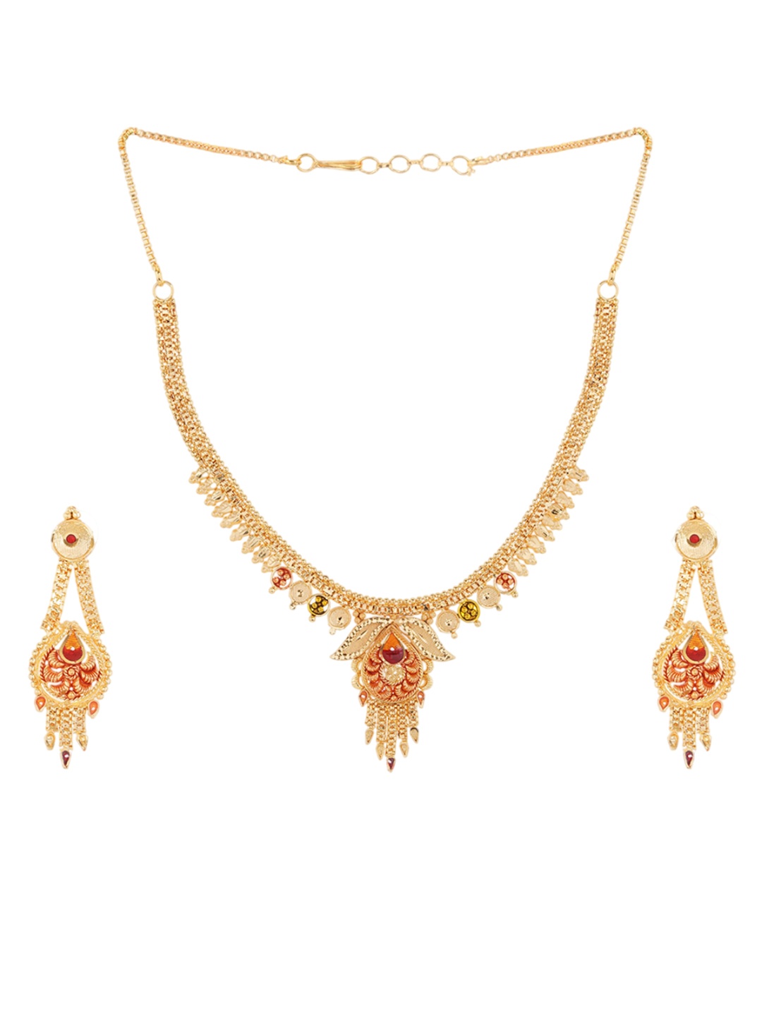 

Zhouse Gold Plated Textured Jewellery Set