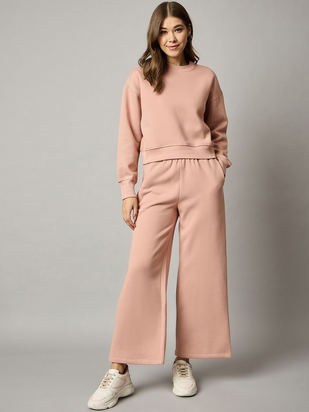 

Chemistry Round Neck Oversized Sweatshirt & Trouser Co-Ords, Peach