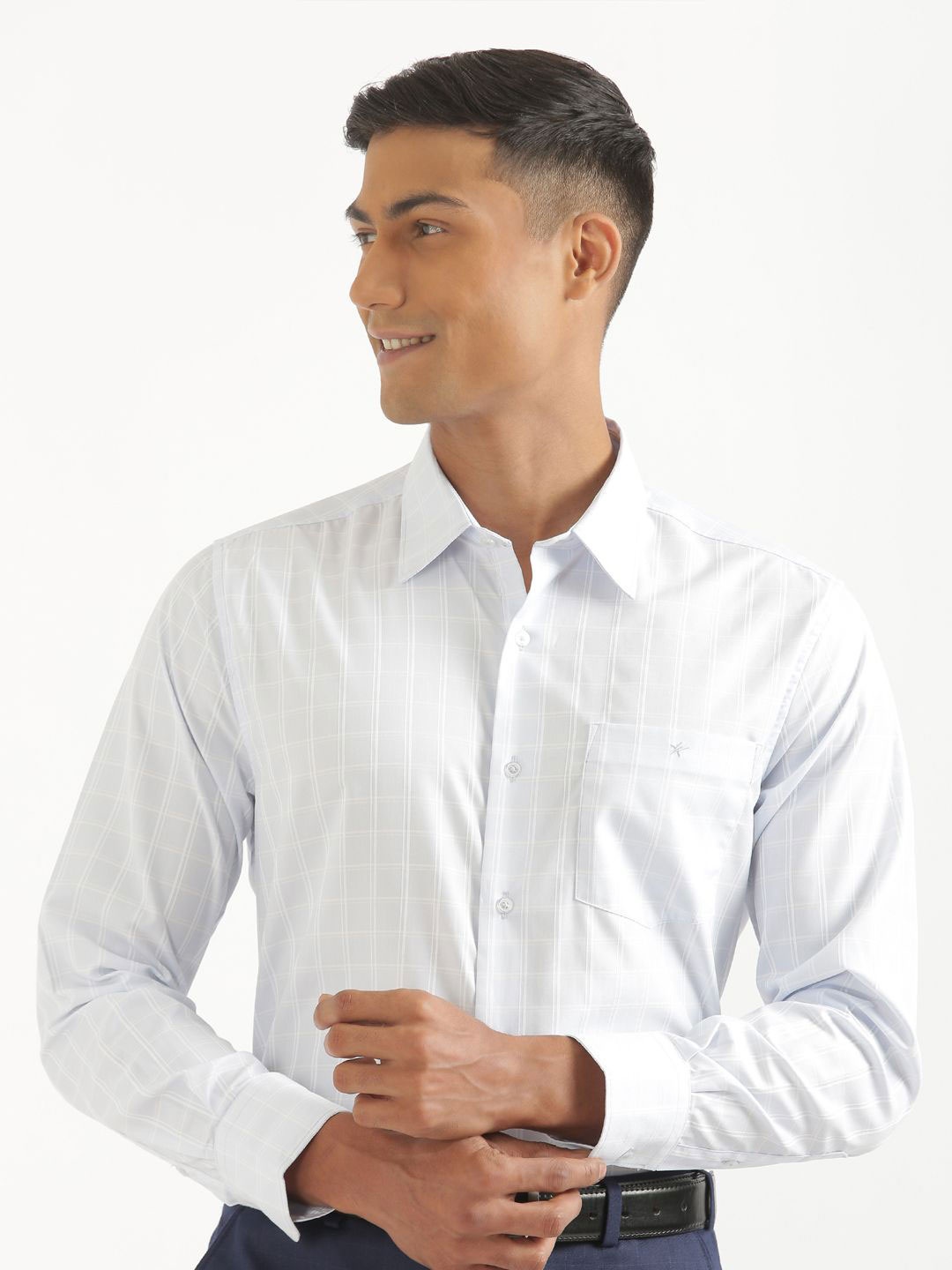 

CROYDON UK Men Comfort Grid Tattersall Checks Opaque Checked Casual Shirt, Blue