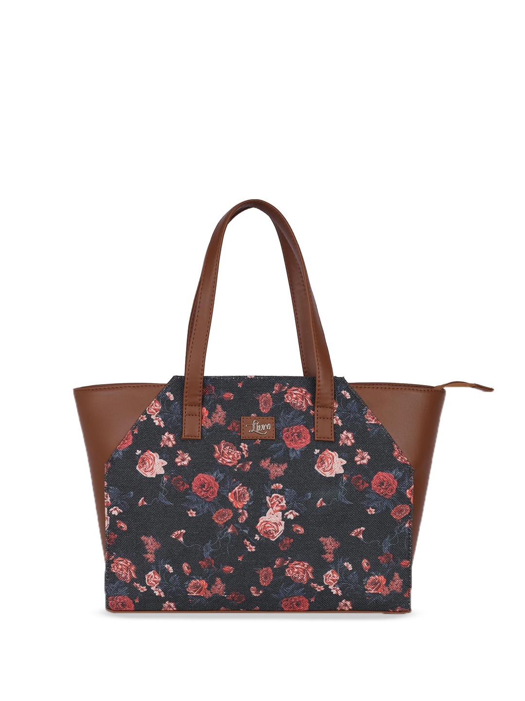 

LIVRO Floral Structured Tote Bag, Brown
