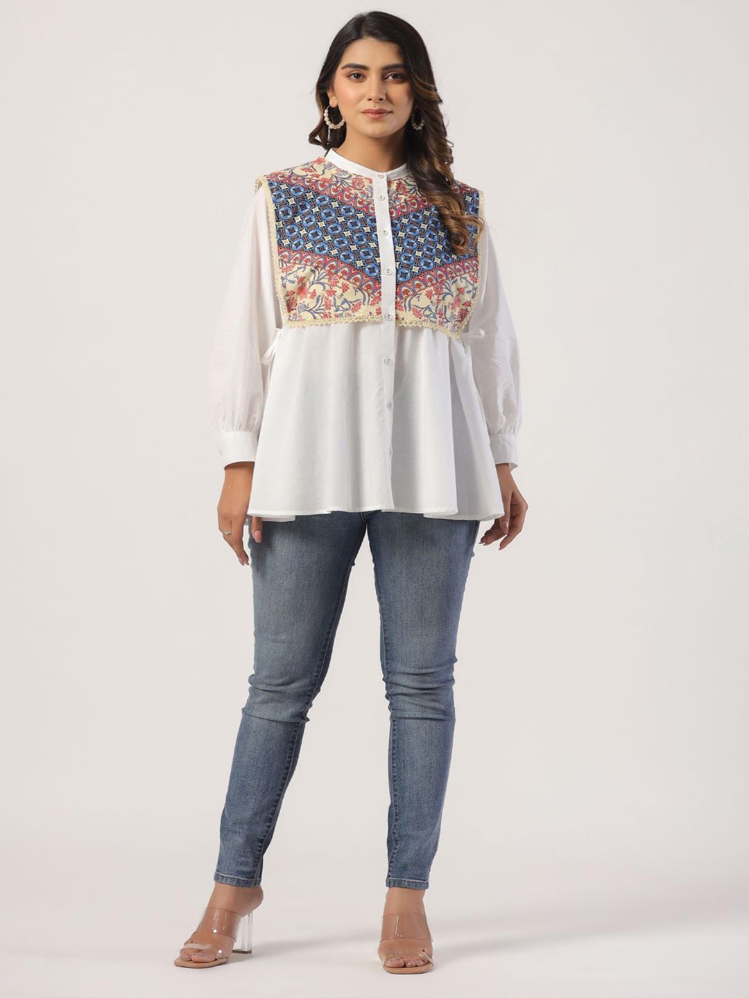 

STIL O STITCH Floral Cotton Shirt Style Top, White