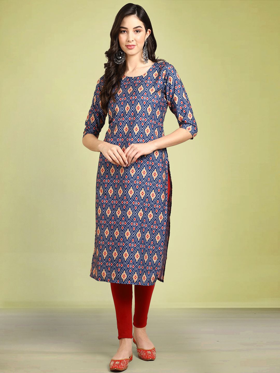 

Moda Rapido Ethnic Motifs Printed Straight Kurta, Blue
