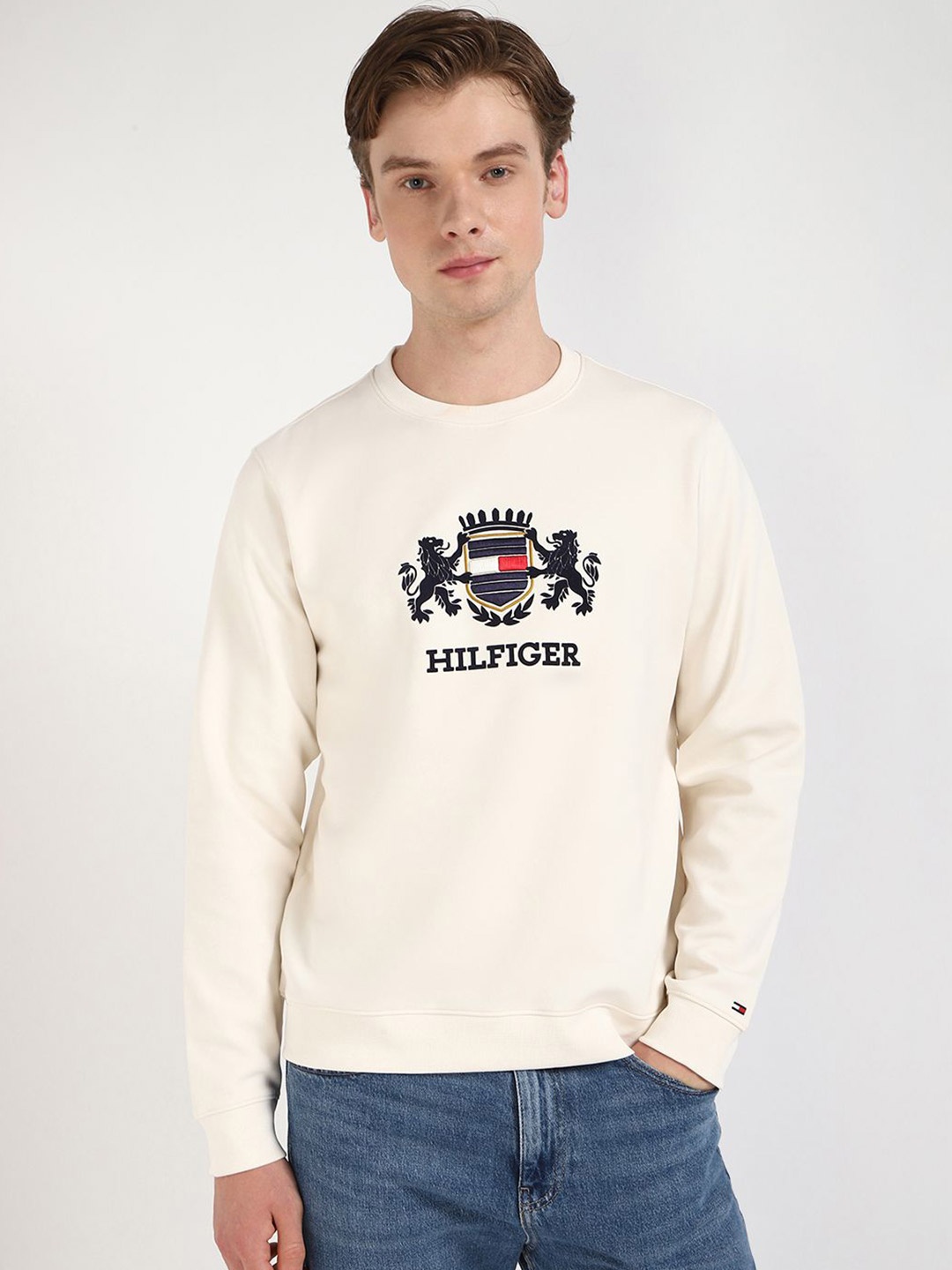 

Tommy Hilfiger Men Printed Round Neck Sweatshirt, Off white