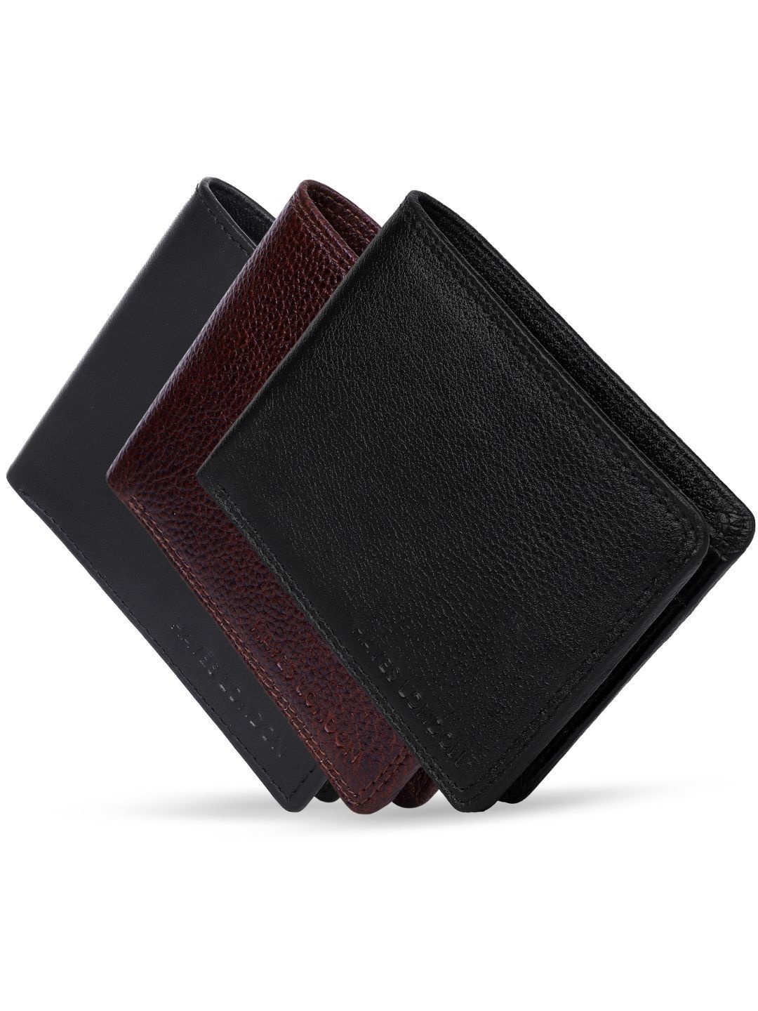 

Hayes London Men Wallets Pack of 3 Genuine Leather with RFID Blocking Combo, Black