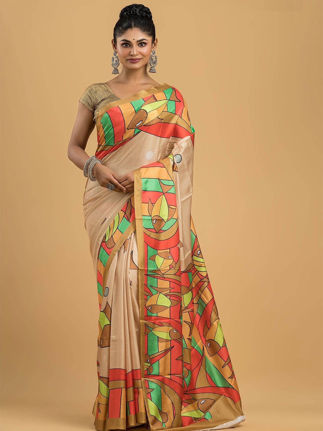 

Dheu Abstract Printed Saree, Beige