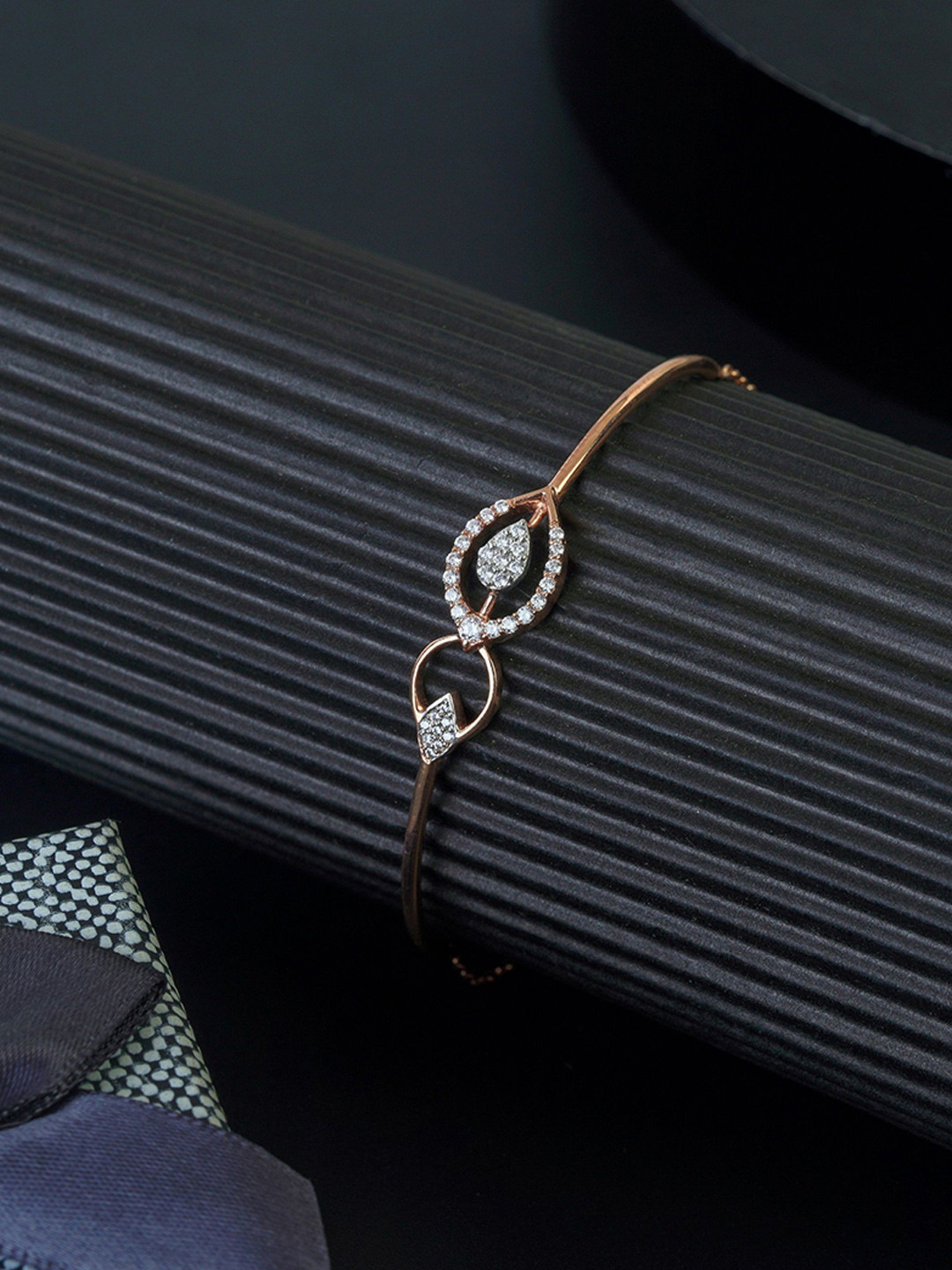 

KIORAH Women Sterling Silver Rose Gold-Plated Wraparound Bracelet