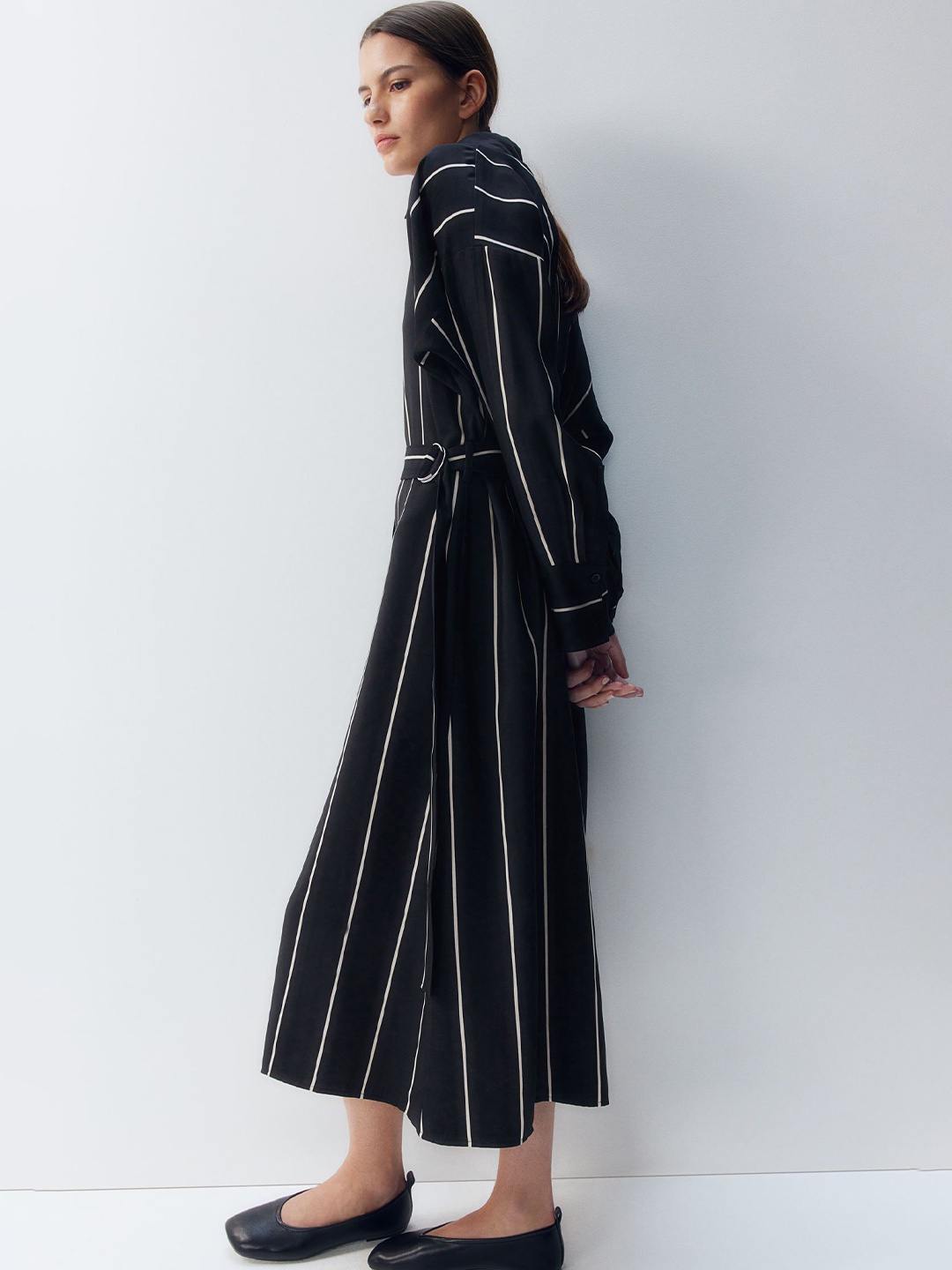

H&M Belted Shirt Dress, Black