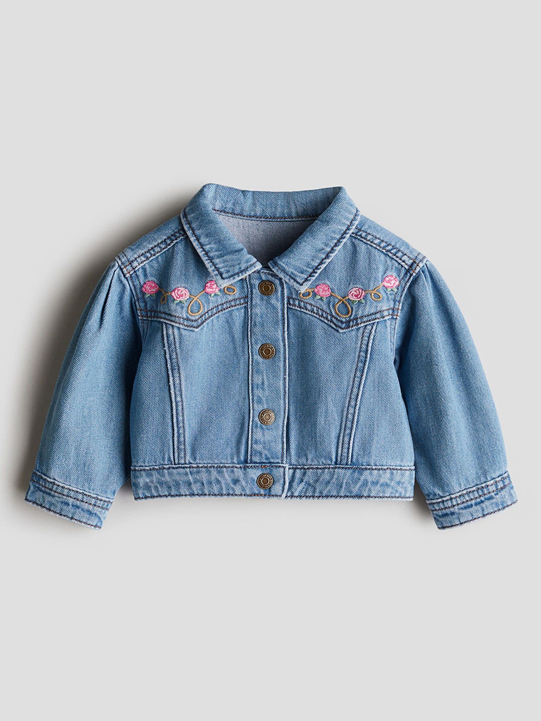 

H&M Embroidery-Detail Denim Jacket, Blue