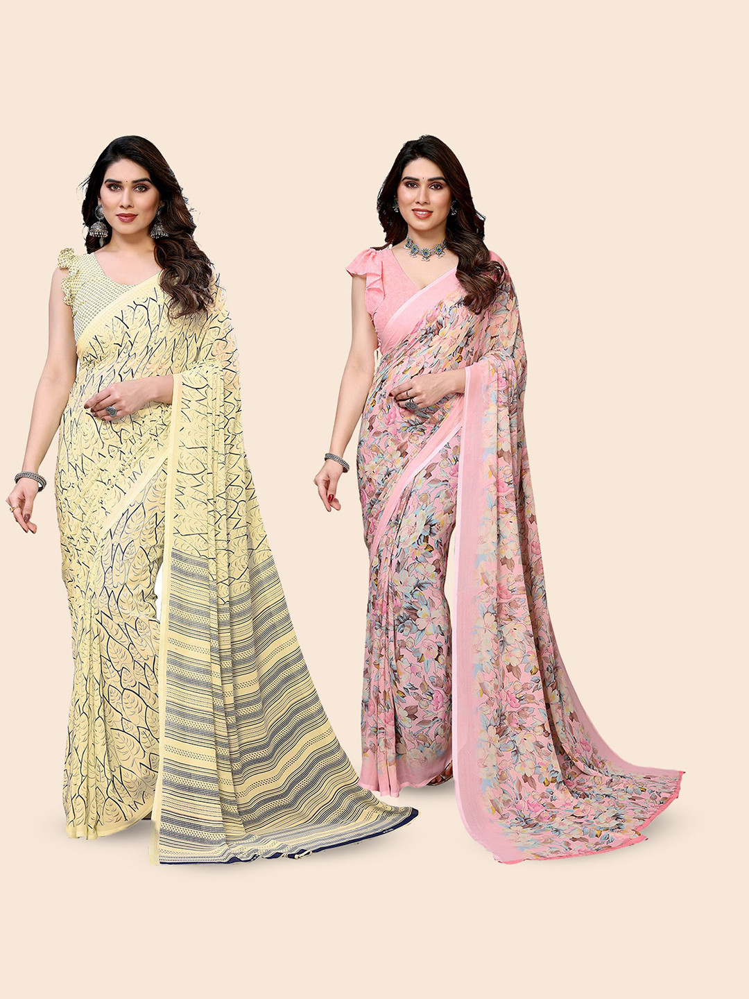 

Moda Rapido Floral Poly Georgette Saree, Yellow