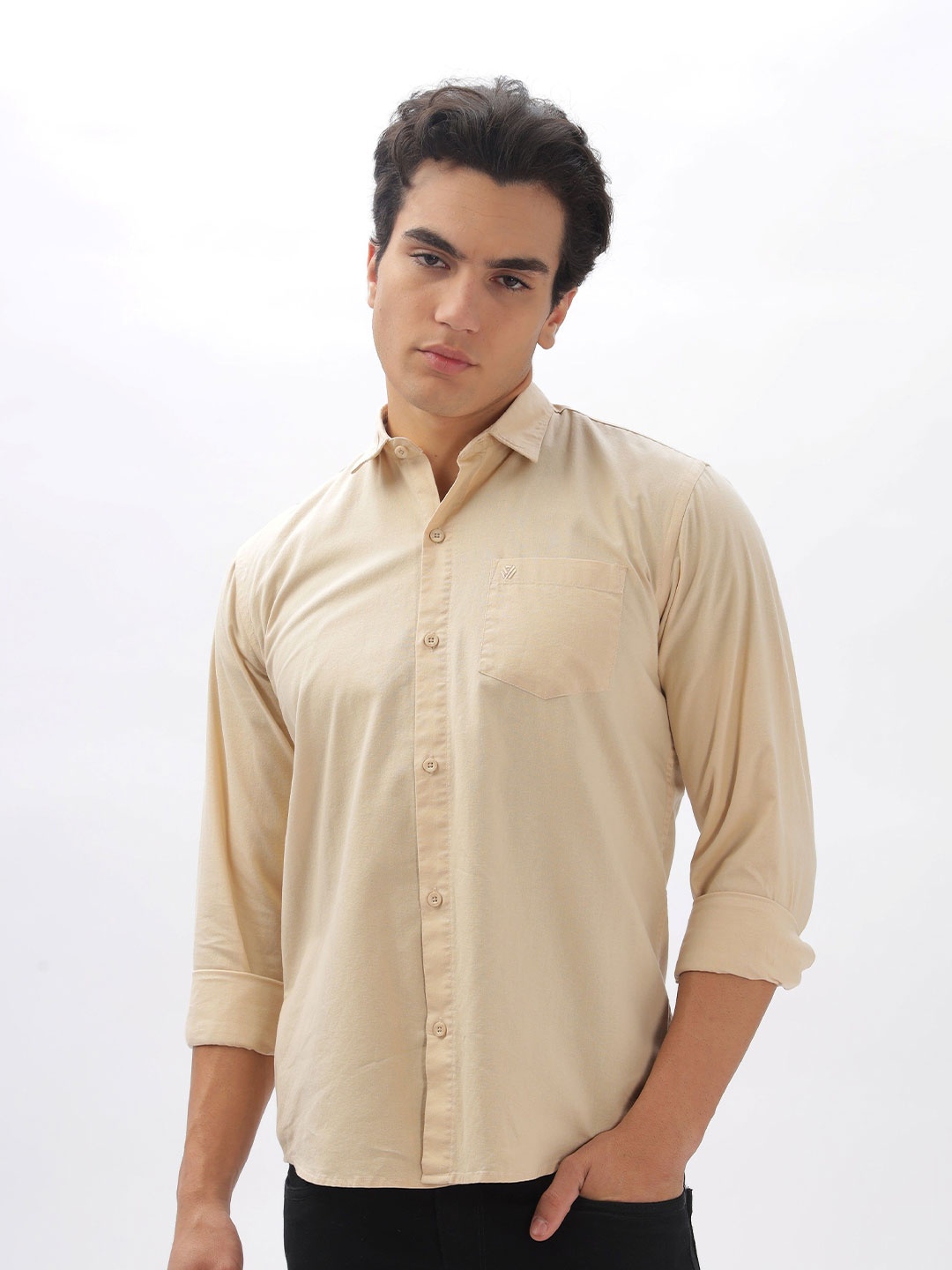 

BS BLUE SQUAD Men Slim Fit Opaque Casual Shirt, Cream