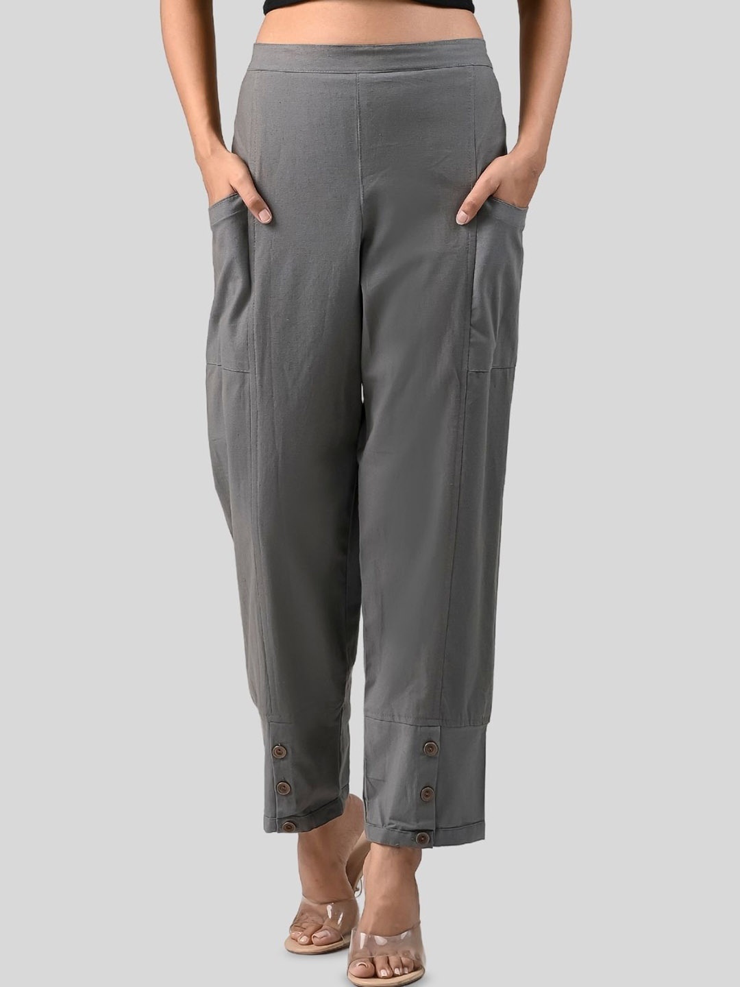 

GiftyBasket Women Relaxed Cargos Trousers, Grey