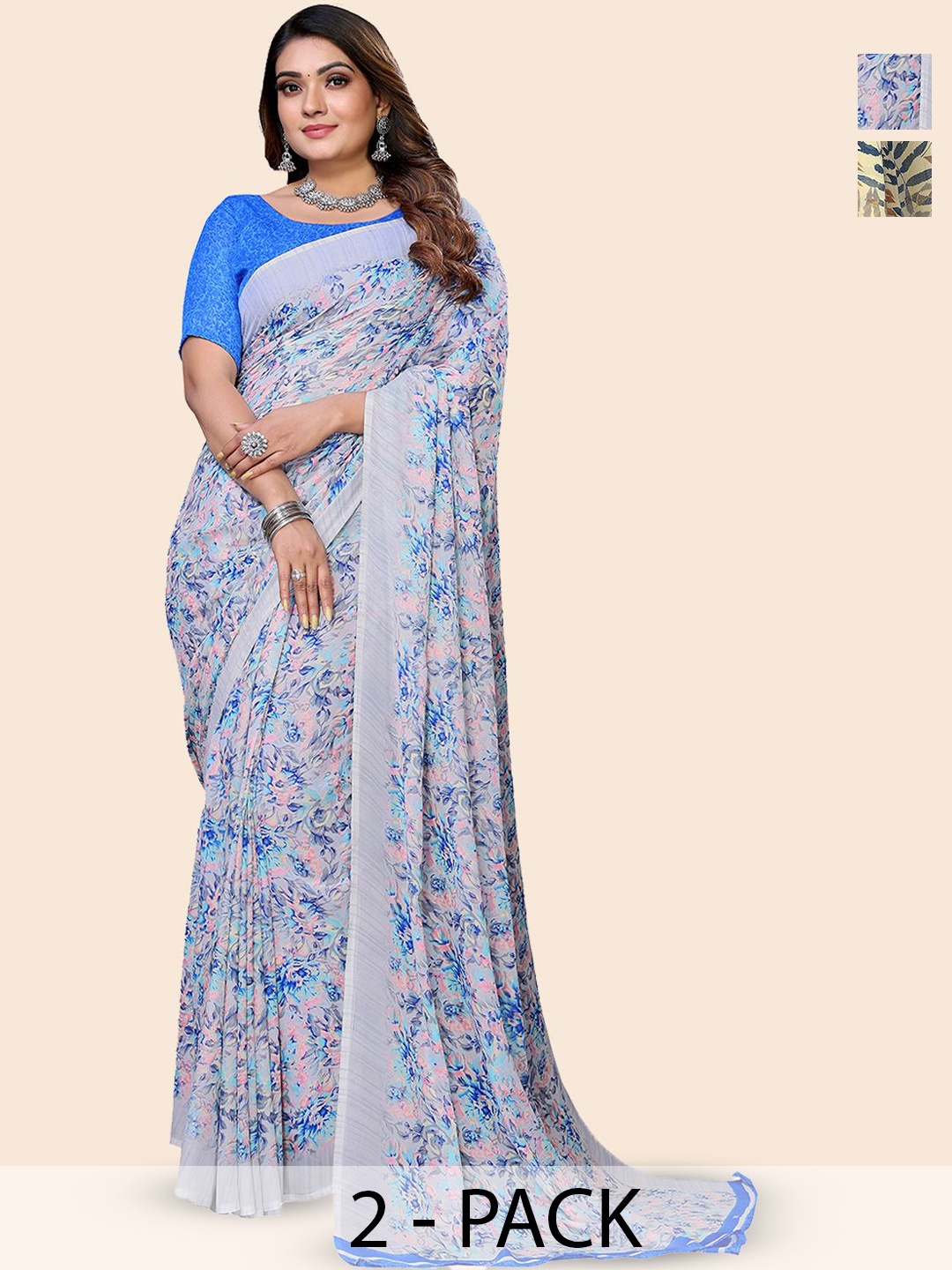 

Moda Rapido Floral Poly Georgette Saree, Purple