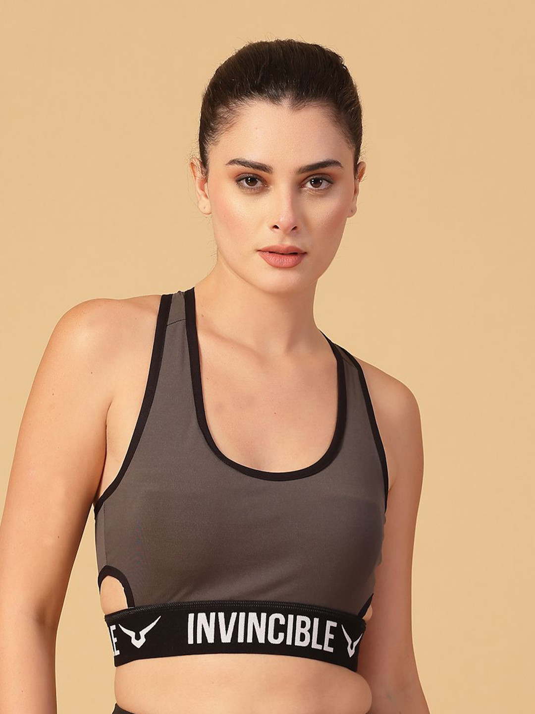 

Invincible Women Functional Pocket Sports Bra, Brown