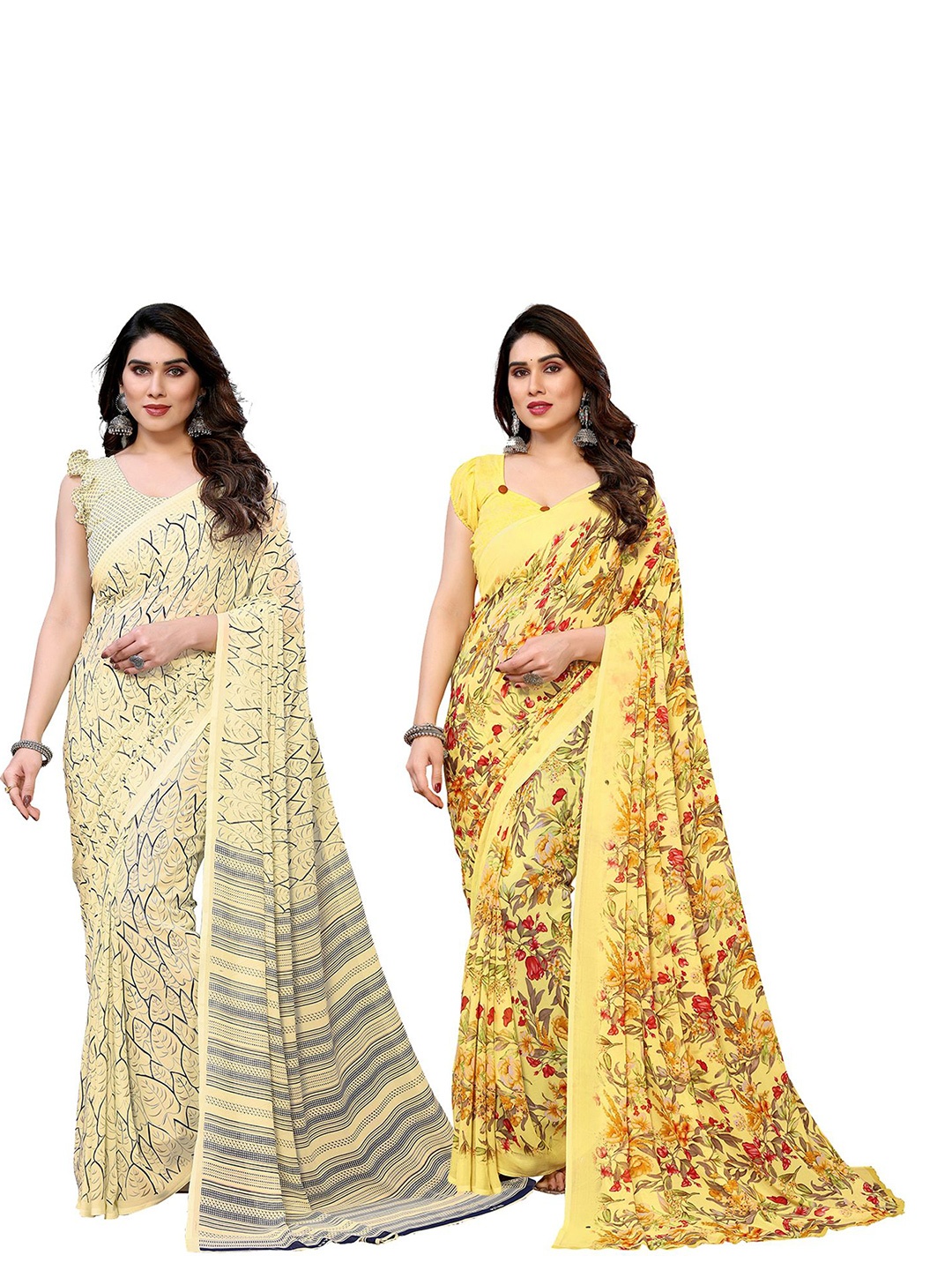 

Moda Rapido Floral Poly Georgette Saree, Yellow