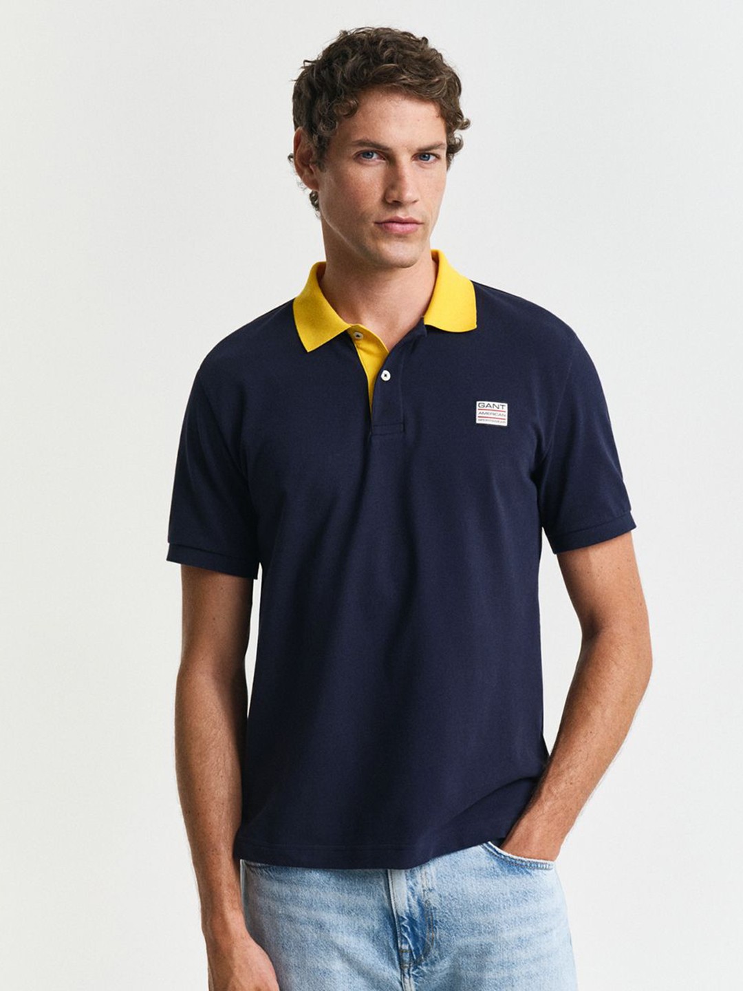 

GANT Men Polo Collar Organic Cotton Applique T-shirt, Blue