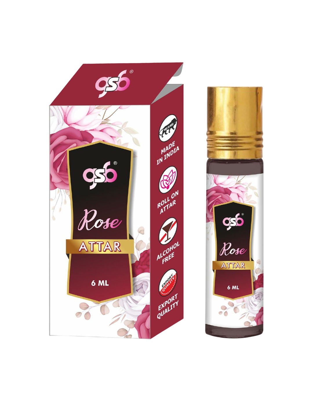 

GSB Rose Long Lasting Alcohol Free Attar - 6 ml, White