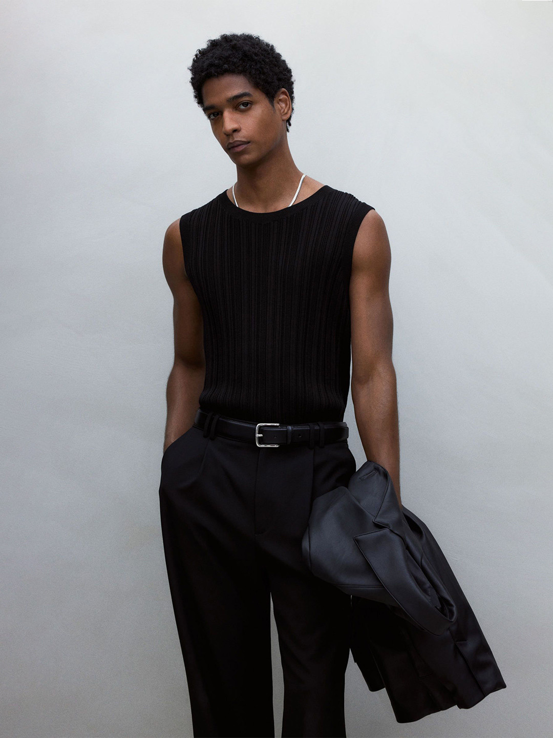 

H&M Slim Fit Ribbed Vest Top, Black
