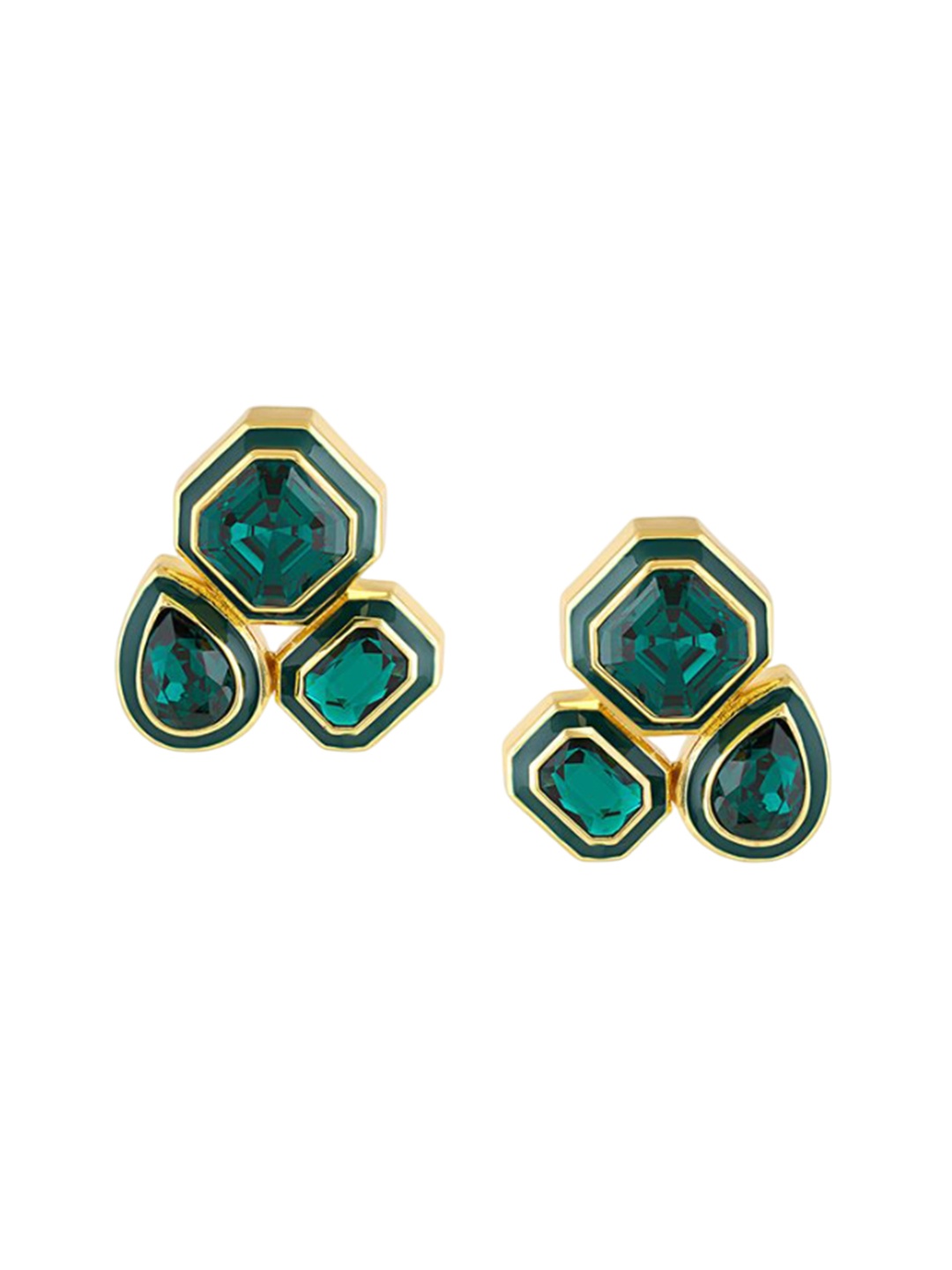 

Isharya 18Kt Gold Plated Crystals Studded Contemporary Studs Earrings