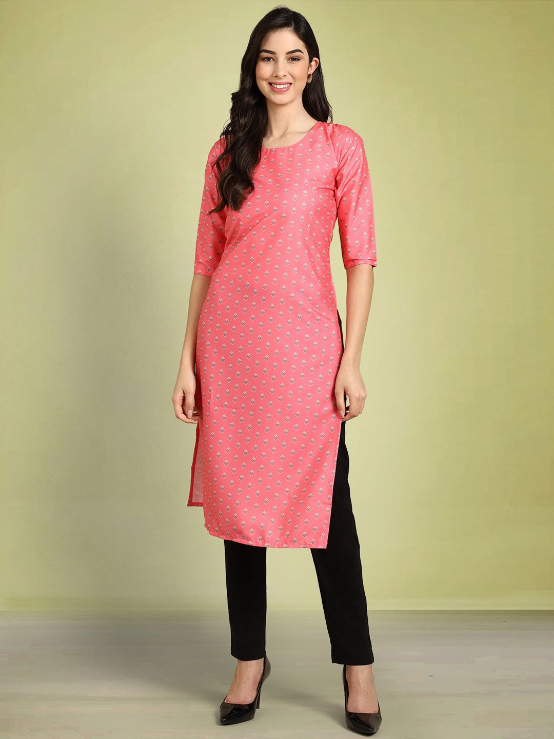 

Moda Rapido Ethnic Motifs Printed Straight Kurta, Pink