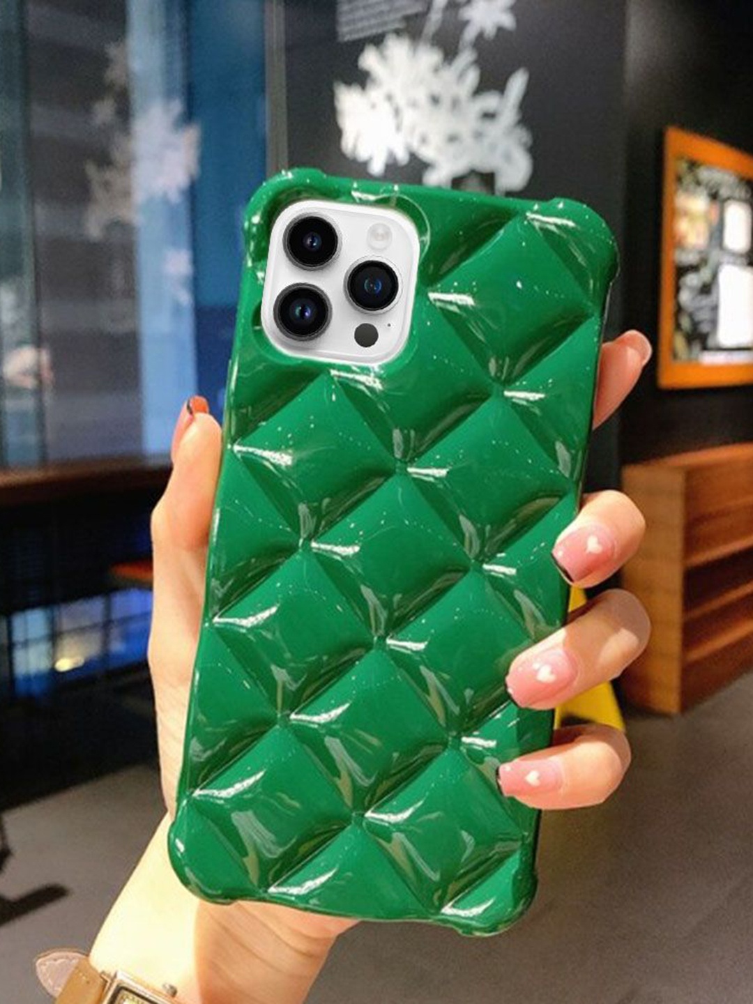 

Luxury Kase Solid Printed iPhone 14 Pro Back Case Mobile Accessories, Green