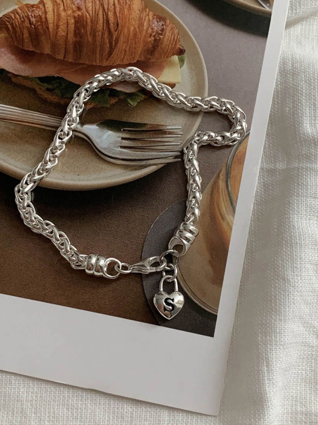 

StyleCast Women Brass Silver-Plated Link Bracelet