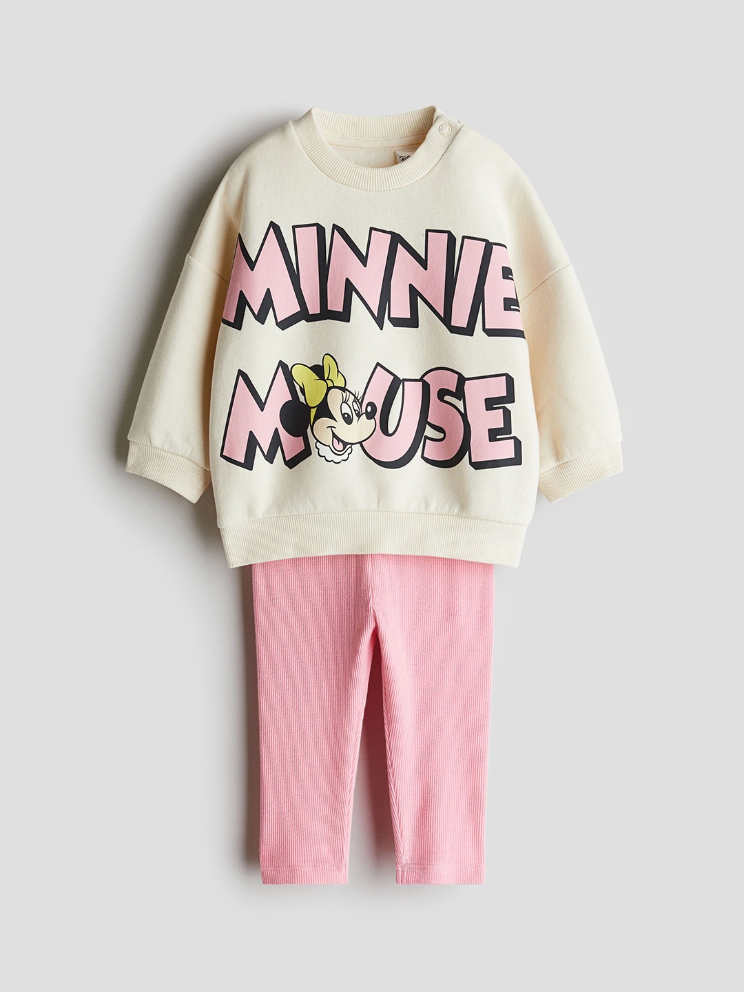 

H&M Girls 2-Piece Pure Cotton Sweatshirt & Leggings Set, White