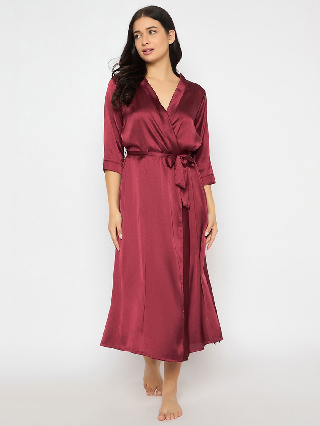 

Clovia Women Calf Length Robe, Maroon