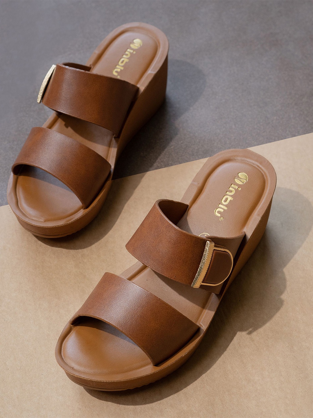 

Inblu Block-Heeled Sandals Heels, Tan