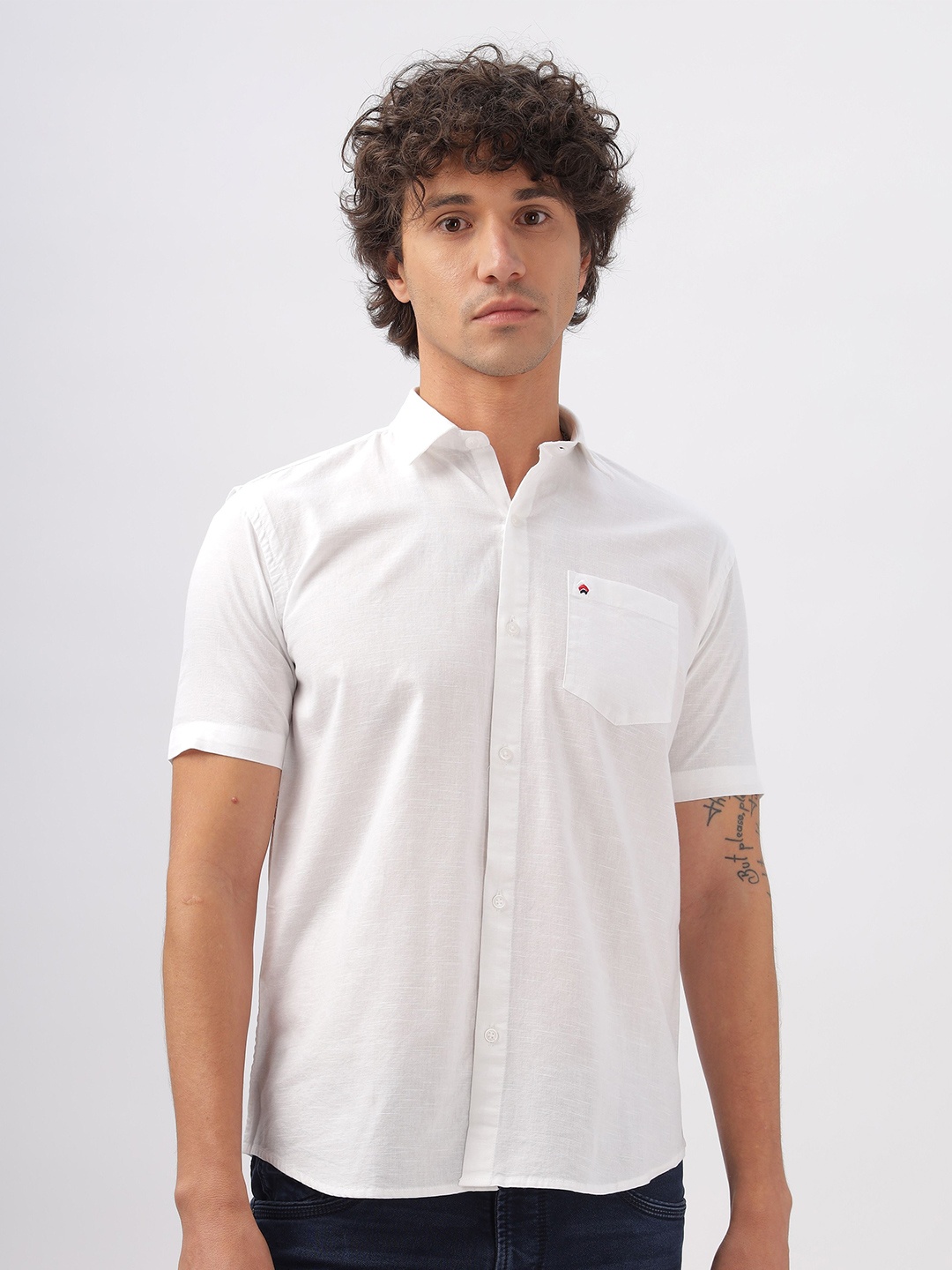 

BS BLUE SQUAD Men Slim Fit Opaque Casual Shirt, White