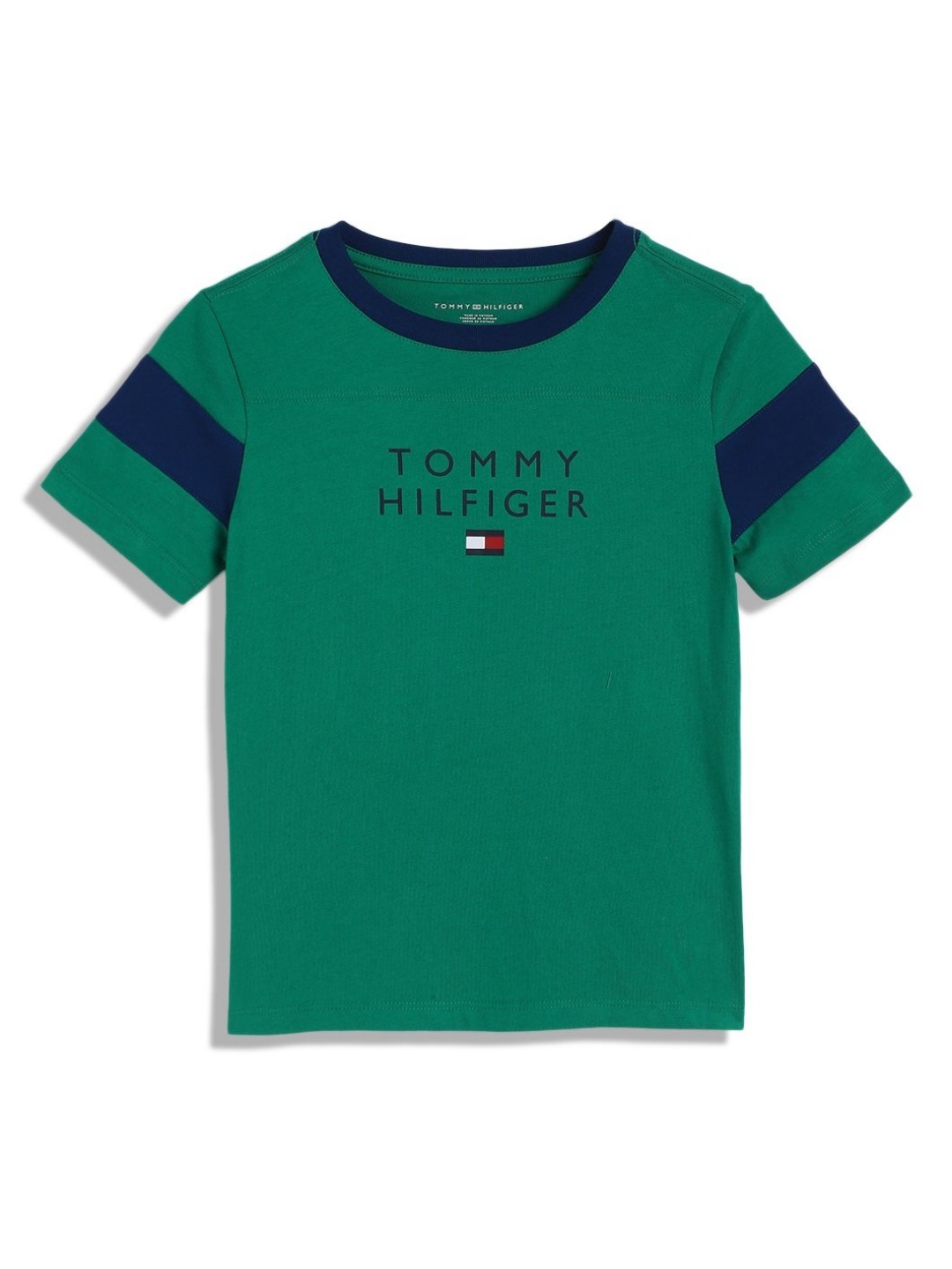 

Tommy Hilfiger Boys Typography Printed Round Neck Cotton T-shirt, Green